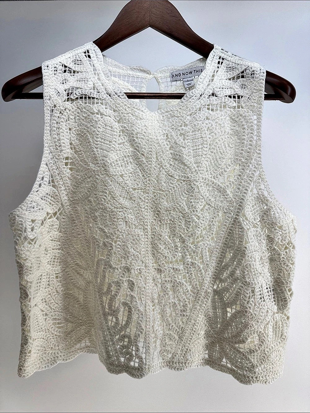 And Now This Lace Tank Top in White Size Large NWOT
